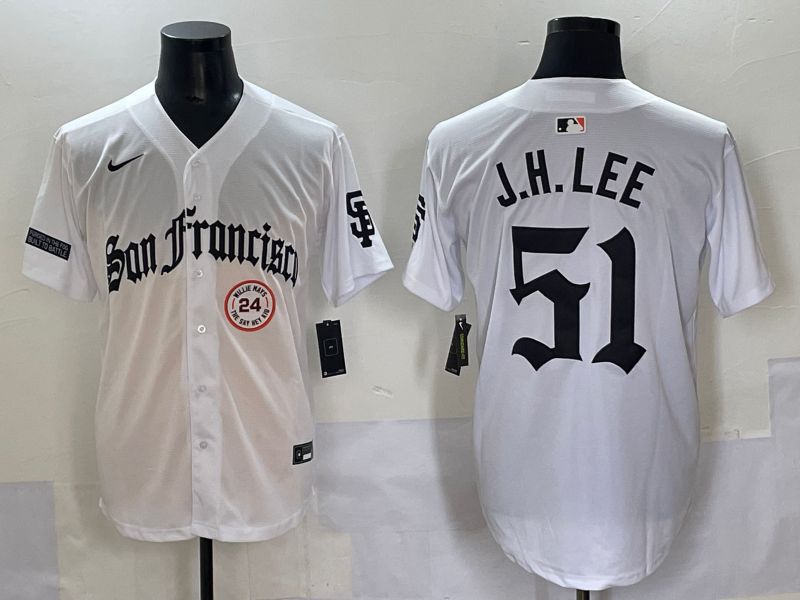 Men 2025 San Francisco Giants #51 J.H.Lee White Five generations Joint Name Nike MLB Jersey style 8->san francisco giants->MLB Jersey